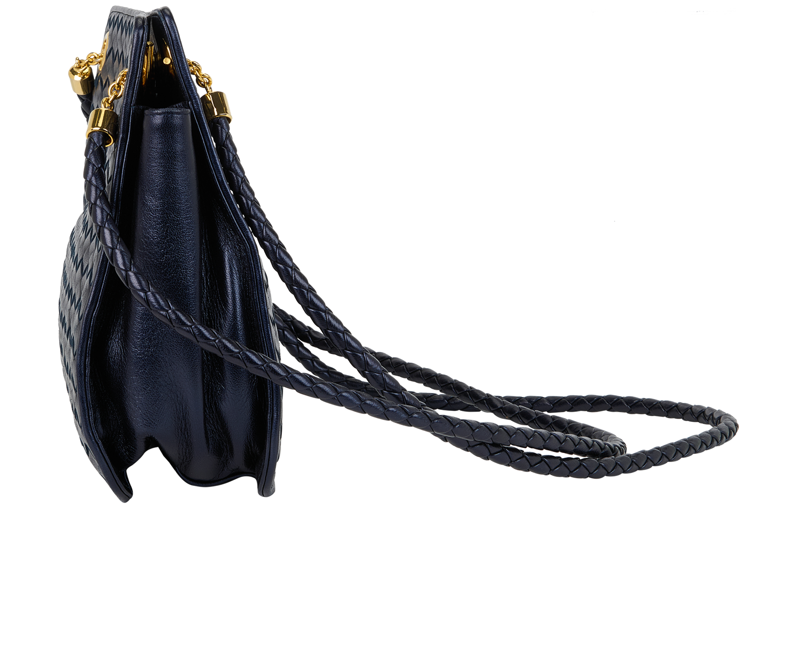 Vintage Intrecciato Shoulder Bag, &pound;350, Handbags, Blue, Leather, Bottom view